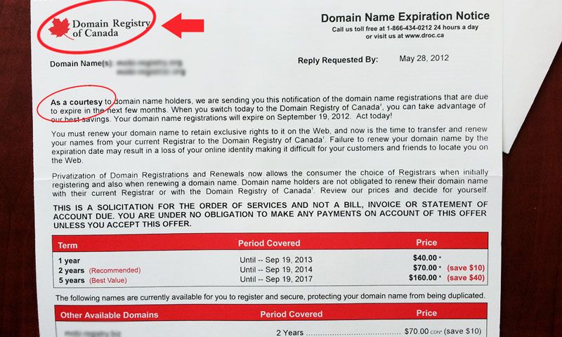 Be Careful: Domain Registry of Canada (DROC) is a SCAM