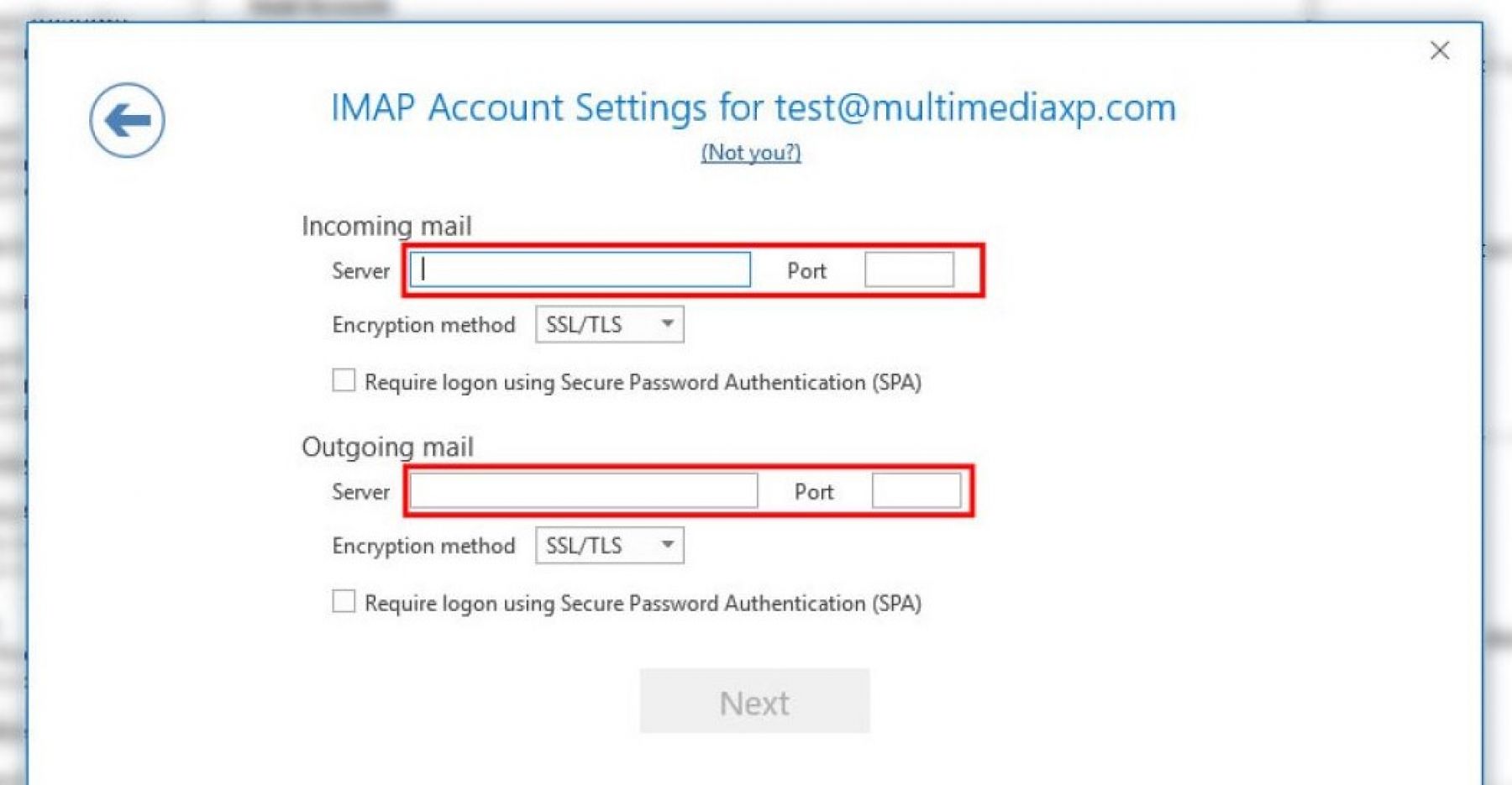 IMAP POP step 6